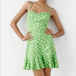 NWT Zara green and white polka dot dress (never worn)